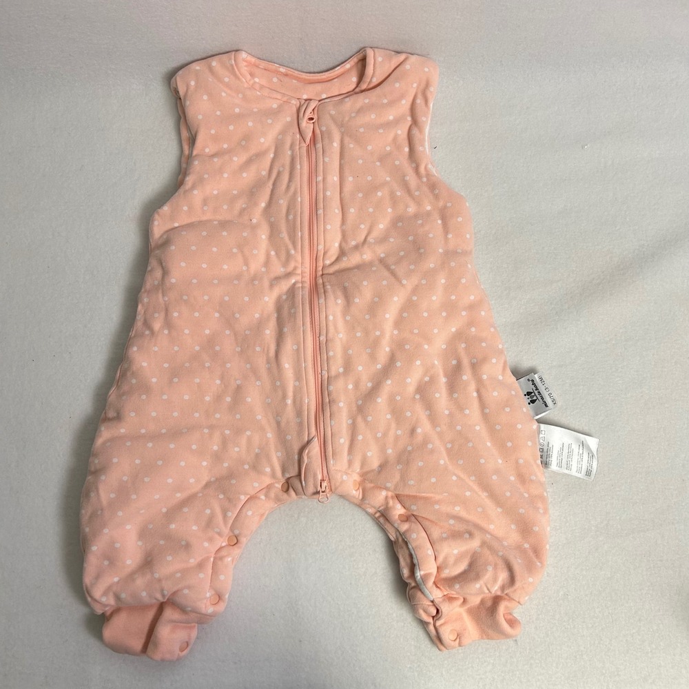 Coquette Miracle Baby Kids XS 3-12M Peach‎ Polka Dot Quilted Zip Sleep Sack Sack